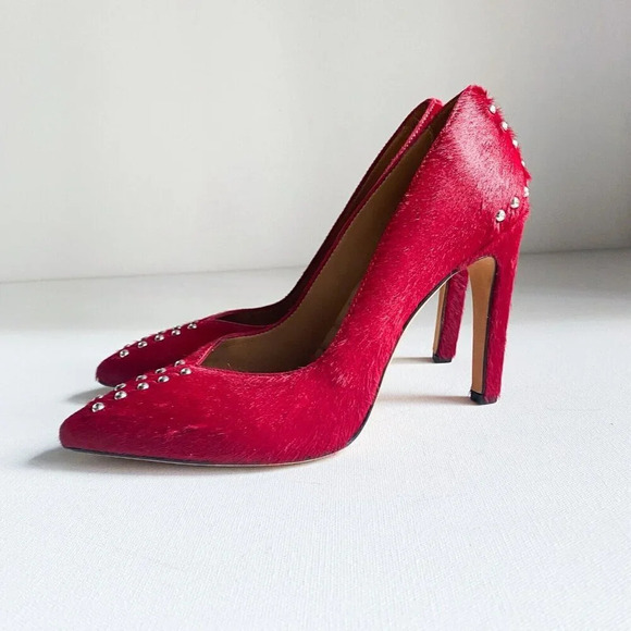 IRO pony Cow Skin Textured Stud Detail Classic Pumps 39 - Picture 2 of 10